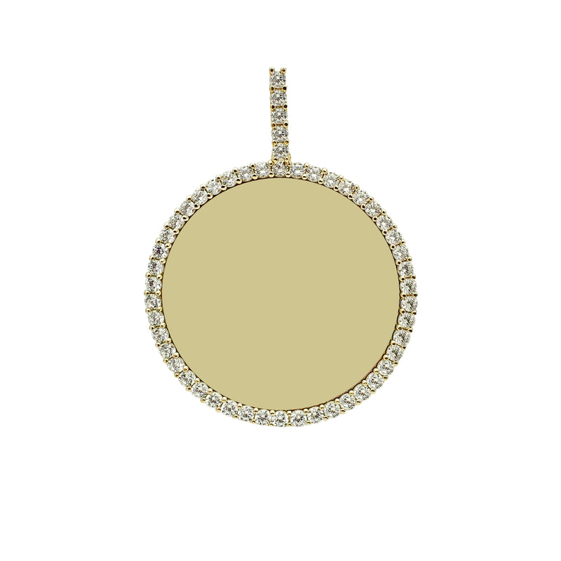 Iced-Out Border Round Medallion Memorial Picture Pendant (14K)