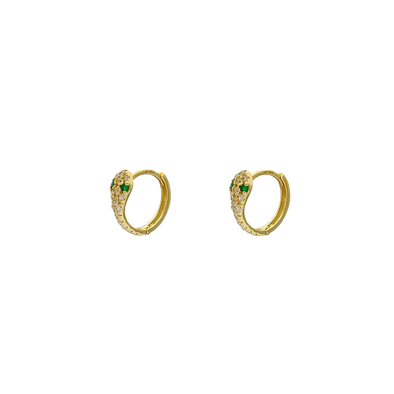 Icy Green Eyes Snake Earrings (14K) Popular Jewelry New York