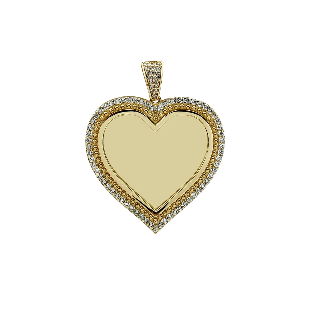 Diamond Milgrain Heart Memorial Picture Pendant (14K)
