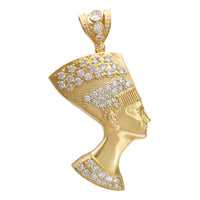 Böyük Ölçülü Buzlu Nefertiti Kolye (14K) Popular Jewelry New York