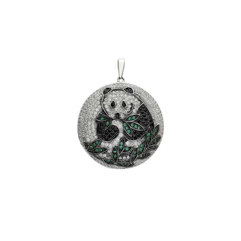 Icy Panda Round Medallion Pendant (Silver)
