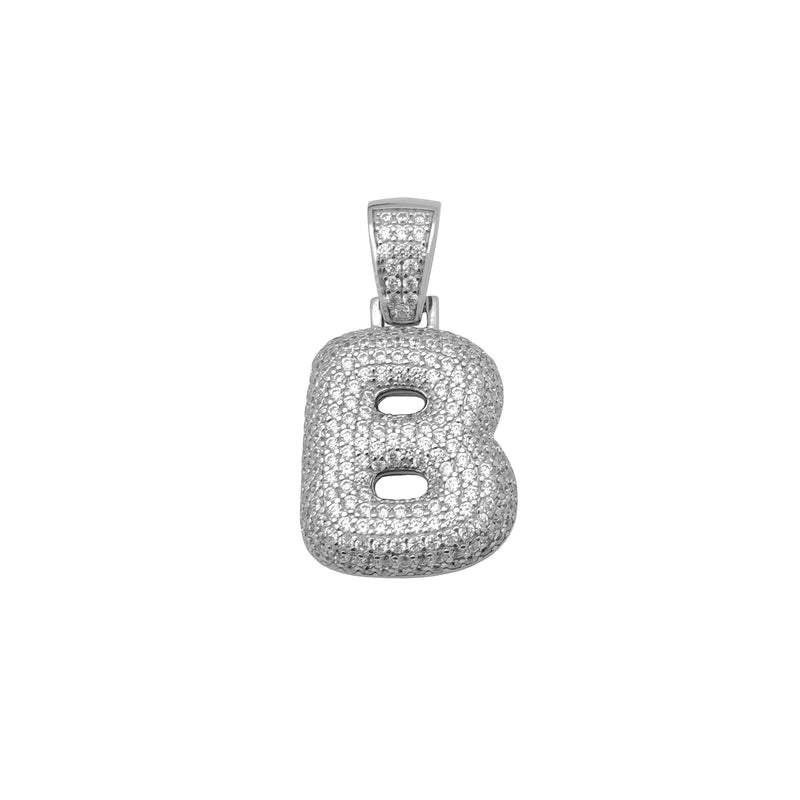 Icy Puffy Initial B Letters Pendant (Silver) Popular Jewelry New York