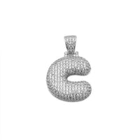 Леден пухкав първоначален буквен букъл C (сребърен) Popular Jewelry Ню Йорк