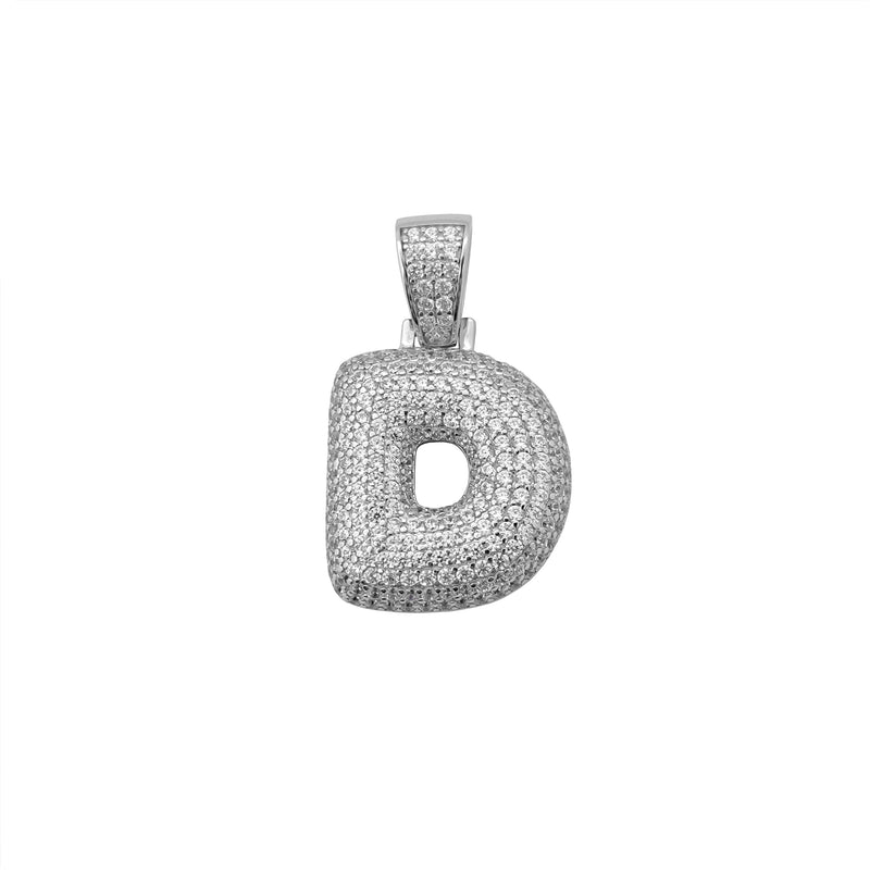 Icy Puffy Initial D Letters Pendant (Silver) Popular Jewelry New York