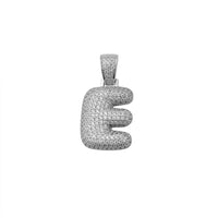 Pingente inchado gelado E com letras iniciais (prata) Popular Jewelry New York