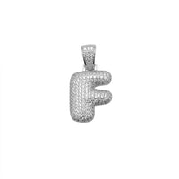 Pingente inchado gelado de letras iniciais F (prateado) Popular Jewelry New York