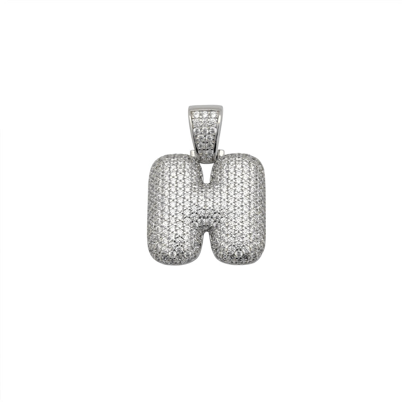 Icy Puffy Initial H Letters Pendant (Silver) Popular Jewelry New York