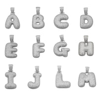 Icy Puffy Initial Letter Pendant (Silver)