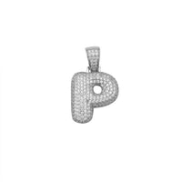 Pingente inchado gelado de letras P iniciais (prata) Popular Jewelry New York