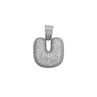 Леден пухкав начален U буквен медальон (сребърен) Popular Jewelry Ню Йорк