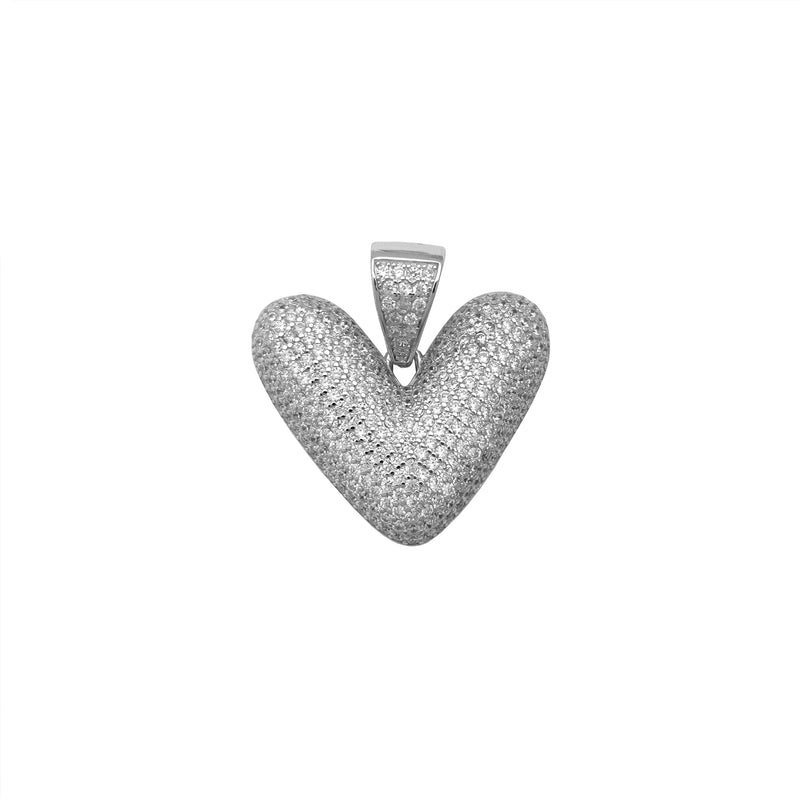 Icy Puffy Initial V Letters Pendant (Silver) Popular Jewelry New York