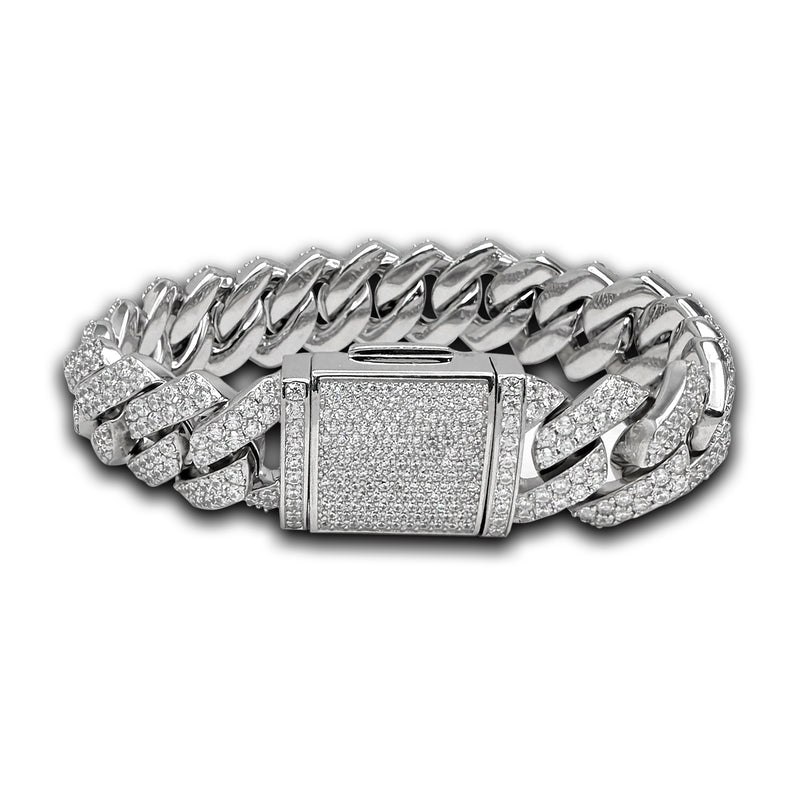 Zirconia Monaco-Link Bracelet (Silver)
