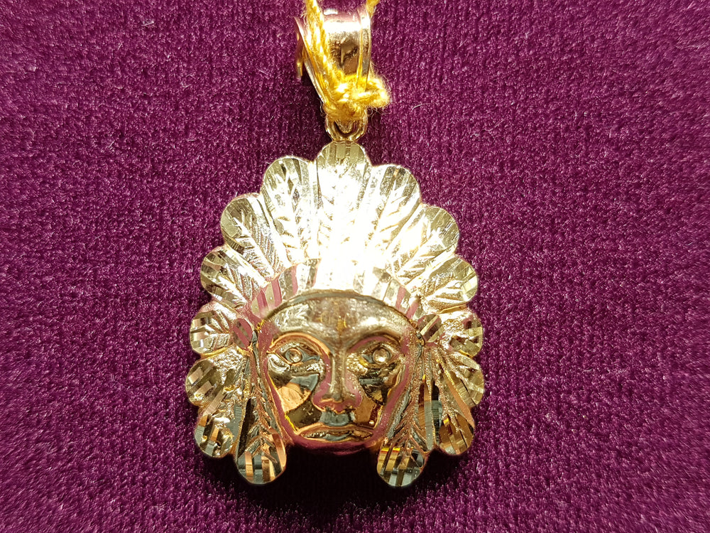 Indian Chief Head Pendant 10K - Lucky Diamond 恆福珠寶金行 New York City 169 Canal Street 10013 Jewelry store Playboi Charlie Chinatown @luckydiamondny 2124311180