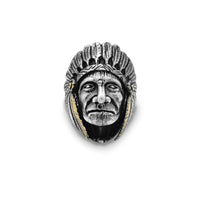 Anillo jefe indio antiguo con acabado antiguo (plata)  Popular Jewelry New York