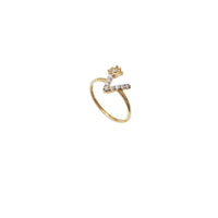 Initial Crown Letter V CZ Ring (14K)