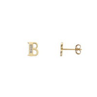 [7 mm] CZ Initial Letters Stud Earrings (14K)