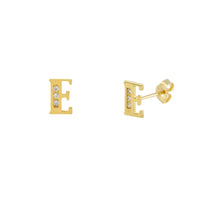[7 mm] CZ Initial Letters Stud Earrings (14K)