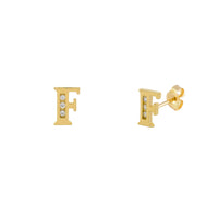 [7 mm] CZ Initial Letters Stud Earrings (14K)