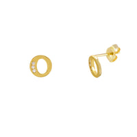 [7 mm] CZ Initial Letters Stud Earrings (14K)