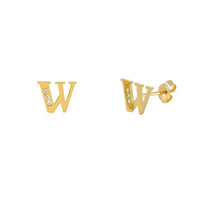 [7 mm] CZ Initial Letters Stud Earrings (14K)
