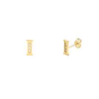 [7 mm] CZ Initial Letters Stud Earrings (14K)