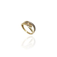 Two-Tone Interlocking Chevron Ring (14K)