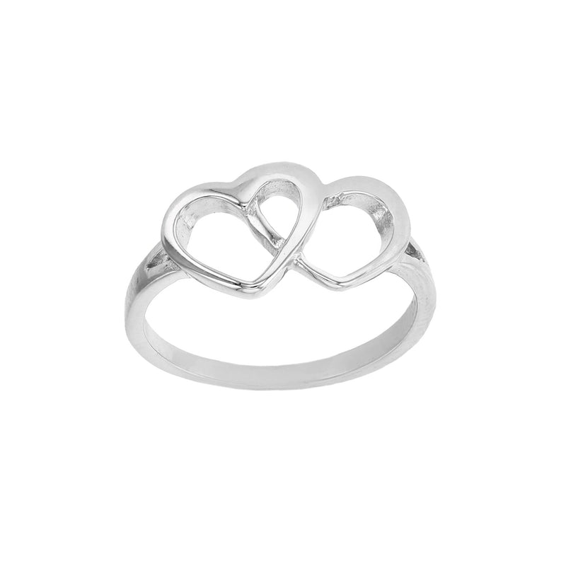 Interlocking Outlined Heart Ring (Silver) Popular Jewelry New York