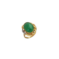 Oval Jade Frame Floral Diamond Ring (14K)