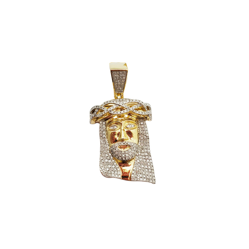 Diamond Jesus Head Pendant (10K)
