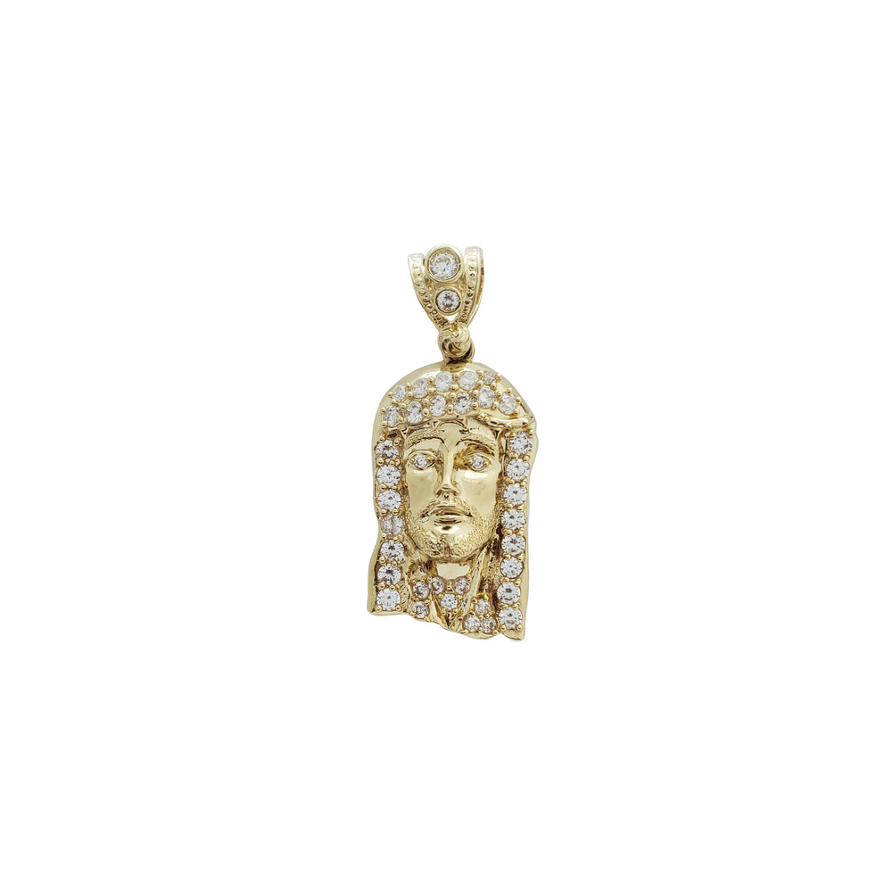 Iced-Out Jesus Head Pendant (14K)