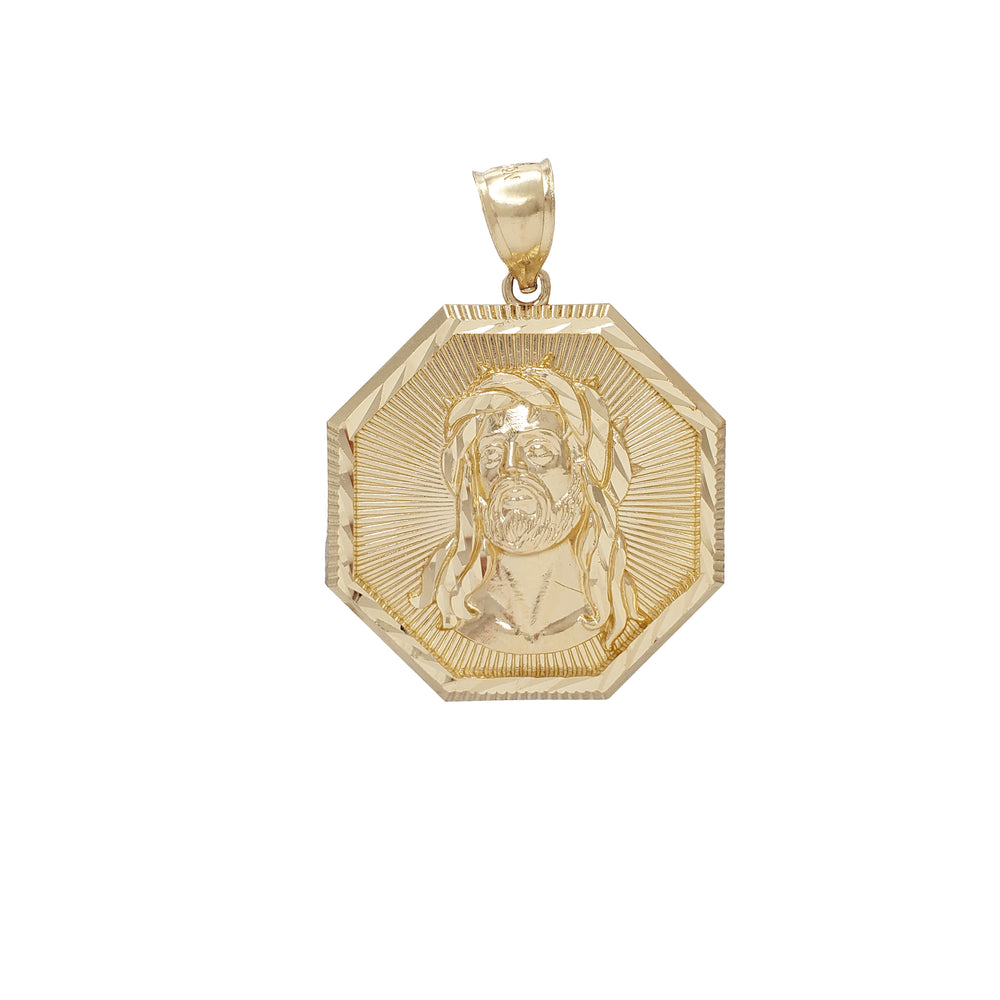 Diamond-Cuts Jesus Head Pendant (14K)