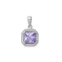 Cubic Zirconia Birth Stone Square Pendant (Silver)
