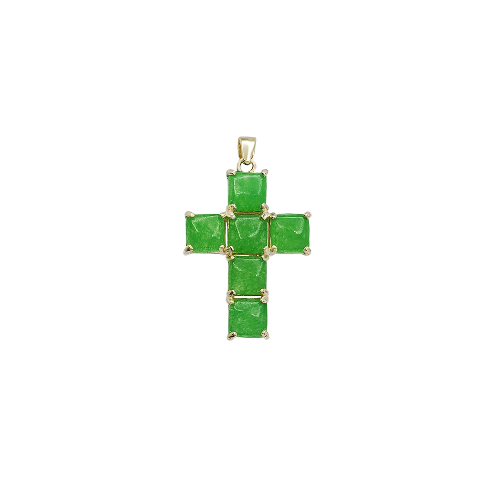 Jade Blocks Cross Pendant (SS)