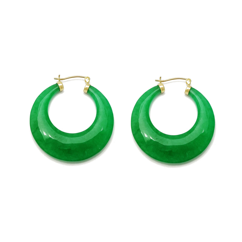 Jade Hoops Earrings (14K) Popular Jewelry New York