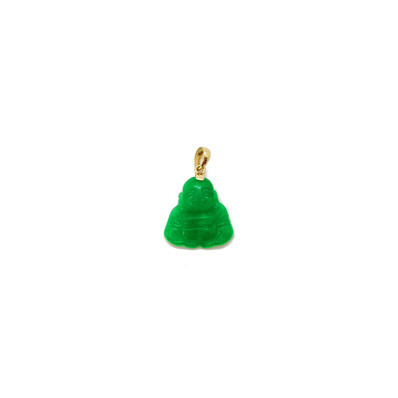 Jade Laughing Buddha Pendant (14K) 14 Karat Yellow Gold, Popular Jewelry New York