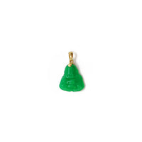 Jade Laughing Buddha Pendant (14K) 14 Karat Kuning Emas, Popular Jewelry NY