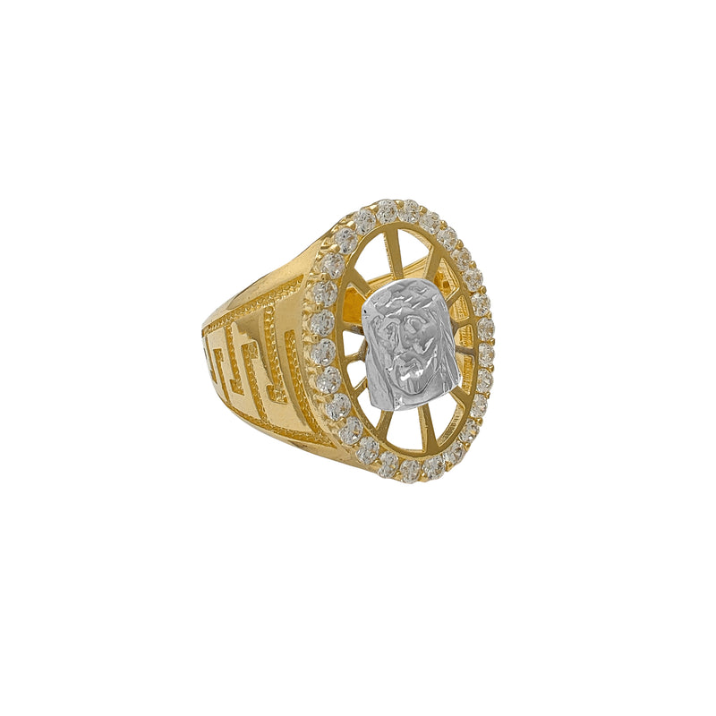 Jesus Head Greek-Key Textured Men's Ring (14K) Popular jewelry New York