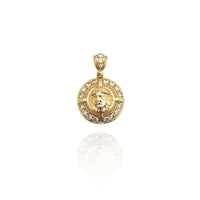 Circular Aegis Jesus CZ Pendant (14K)