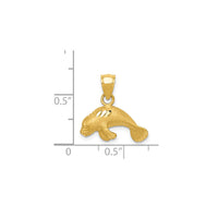 Sanded Matte Diamond-Cut Manatee Pendant (14K)