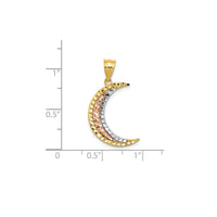 [already post] Tricolor Beads-Cuts Crescent Moon Pendant (14K)