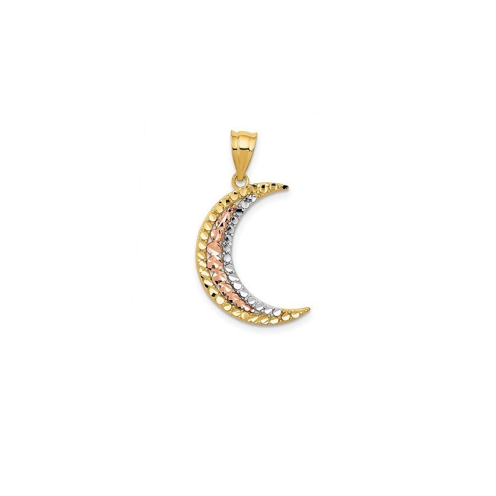 [already post] Tricolor Beads-Cuts Crescent Moon Pendant (14K)
