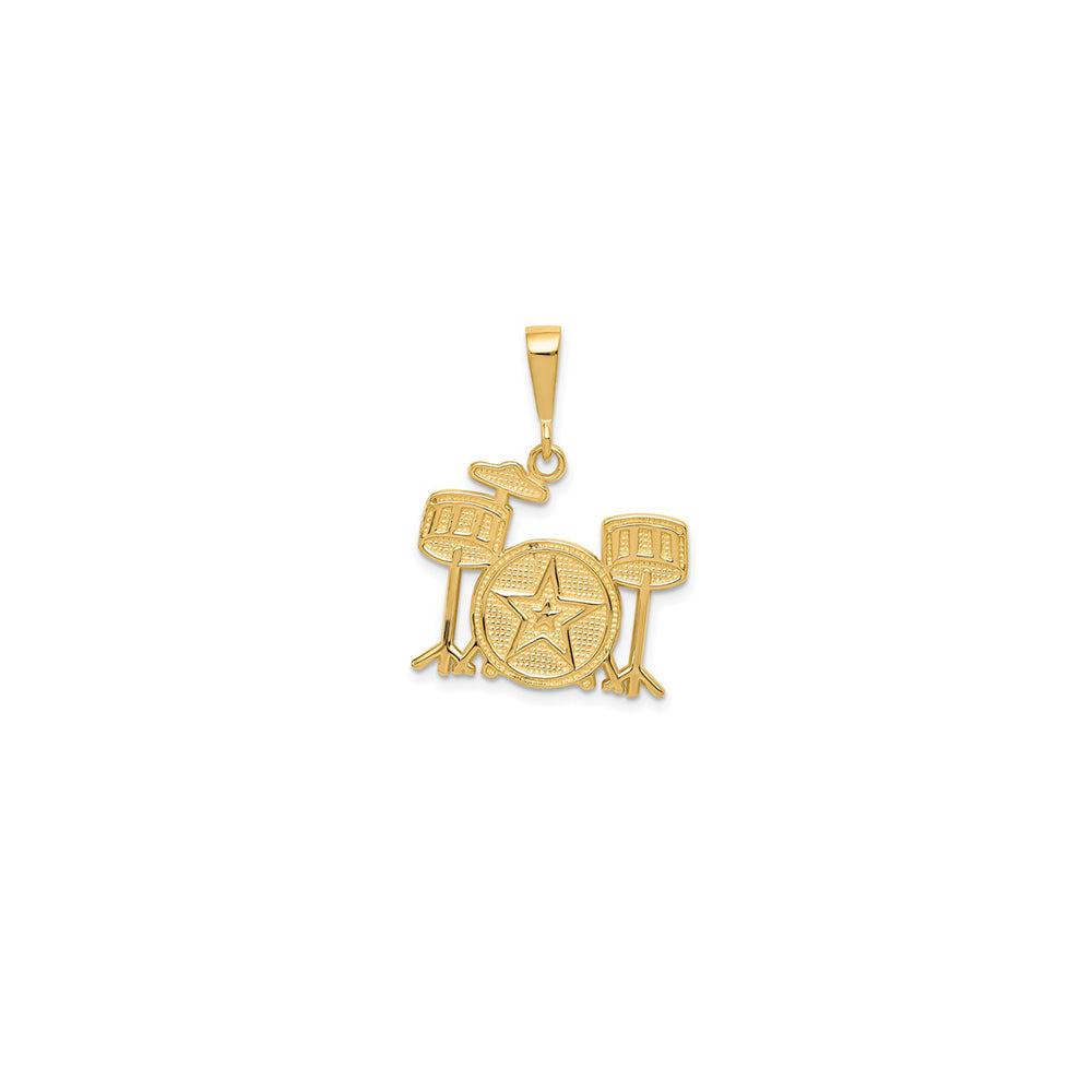 Textured Star Drum Set Pendant (14K)