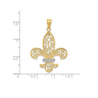 Two-Tone Filigree Fleur de Lis Pendant (14K)