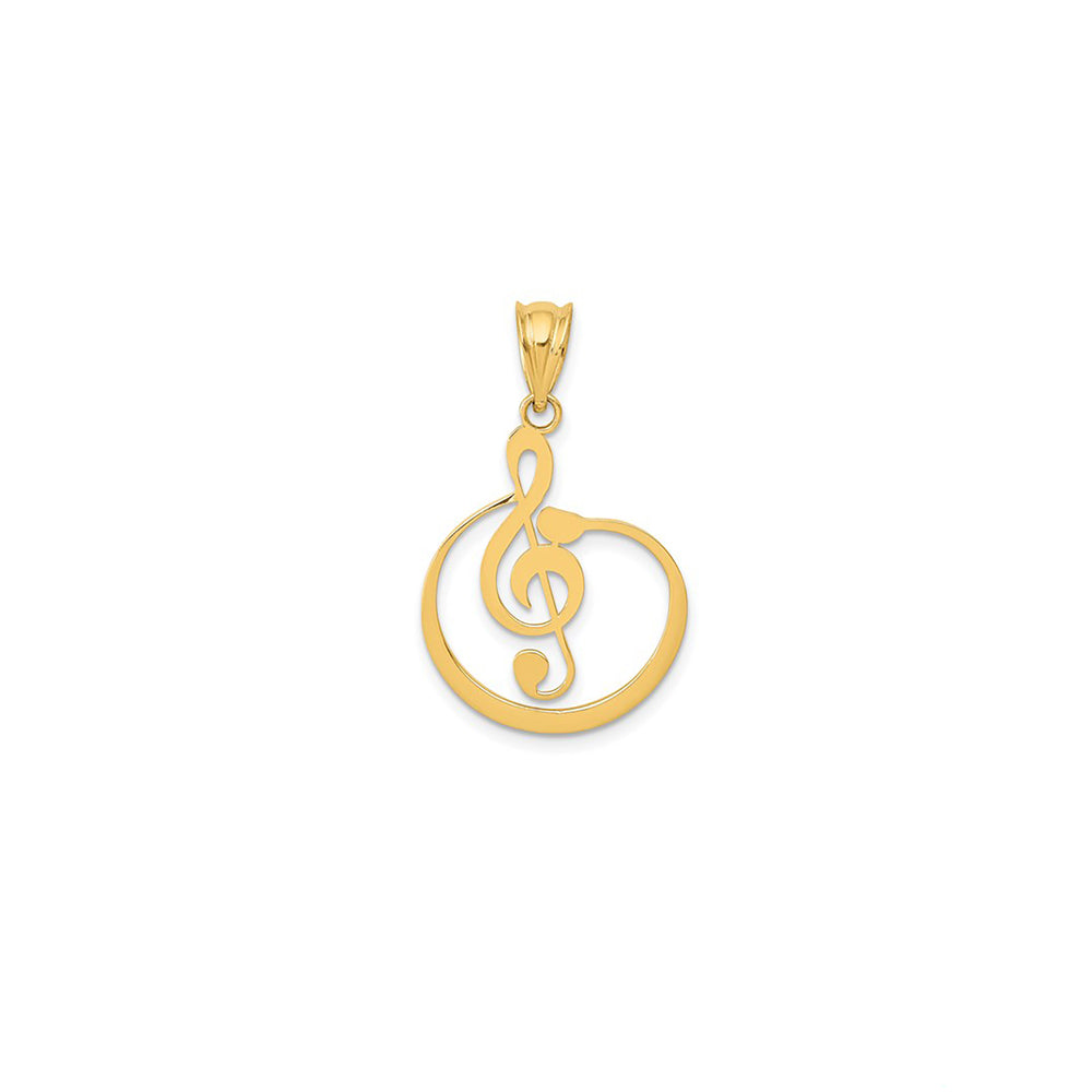 Glossy G-Clef Music Note Pendant (14K)