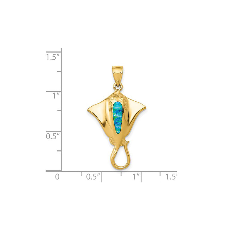 Blue Opal Stingray Pendant (14K)