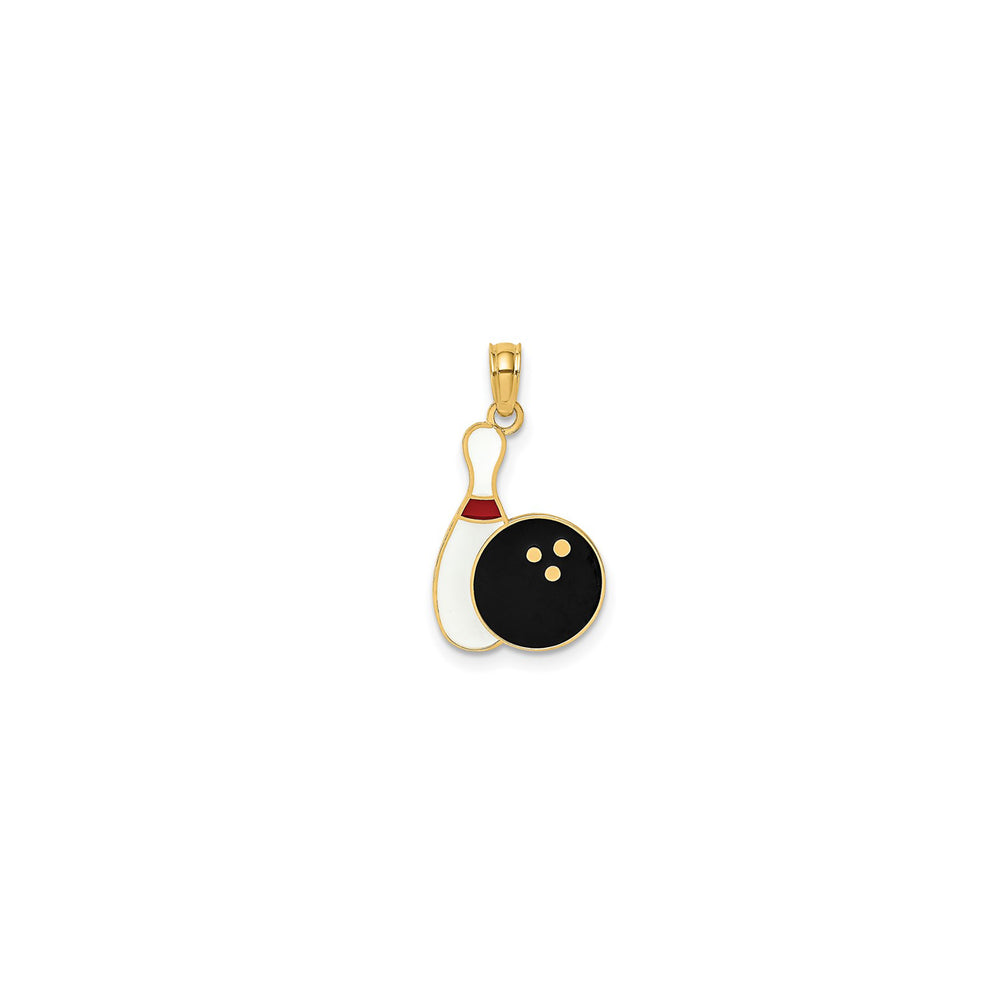 Enameled Bowling Pin & Ball Pendant (14K)