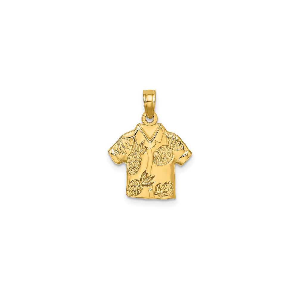 Pineapple Textured Alohas Shirt Pendant (14K)