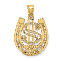 Dollar Sign Horseshoe Frame Pendant (14K)