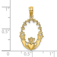 Claddagh Oval Lace Trim Pendant (14K)