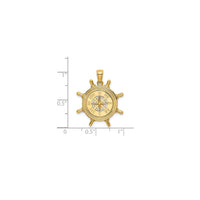 Glossy Ship Steering Wheel Nautical Compass Pendant (14K)